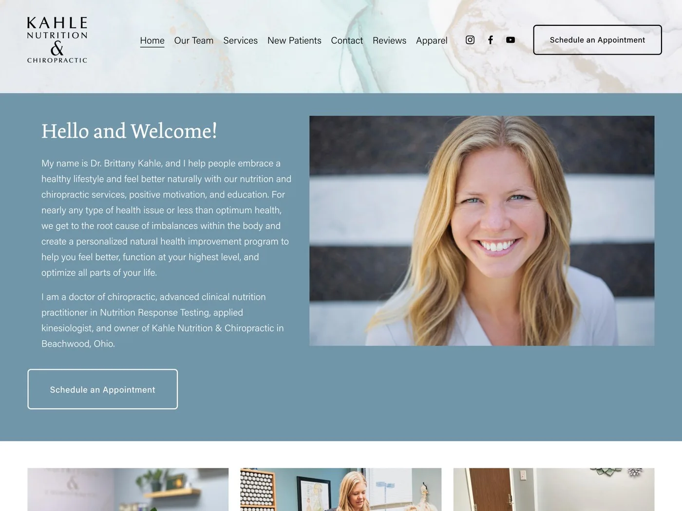 Kahle Nutrition and Chiropractic website